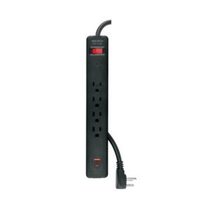 45665 - Multicontacto 4 entradas, 1 USB A  1 USB C, negro, VOLTECK