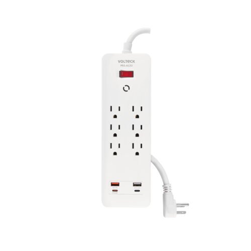MUL-612U.jpg 45662 - Multicontacto 6 entradas, 2 USB A 2 USB C, blanco, VOLTECK