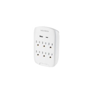45747 - Multicontacto de pared, 800 Joules, 6 contactos y 2 USB A