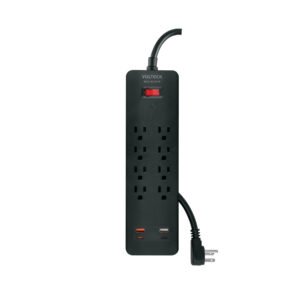 45661 - Multicontacto 8 entradas, 2 USB A  2 USB C, negro, VOLTECK