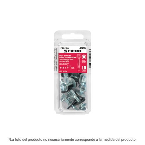 40795 - Blíster con 10 pijas 1" hexagonal punta broca con rondana