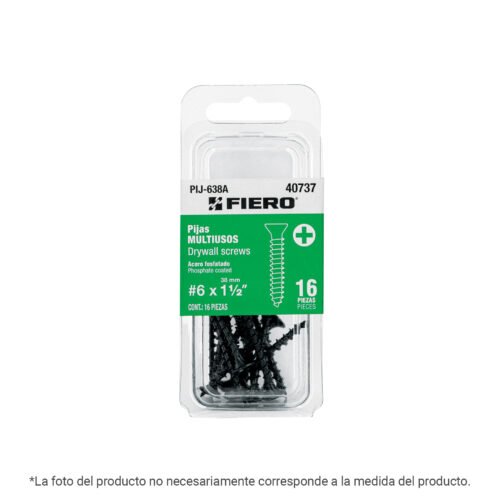 PIJ-1063A.jpg 40782 - Blíster con 6 pijas #10 x 2-1/2" multiusos, FIERO