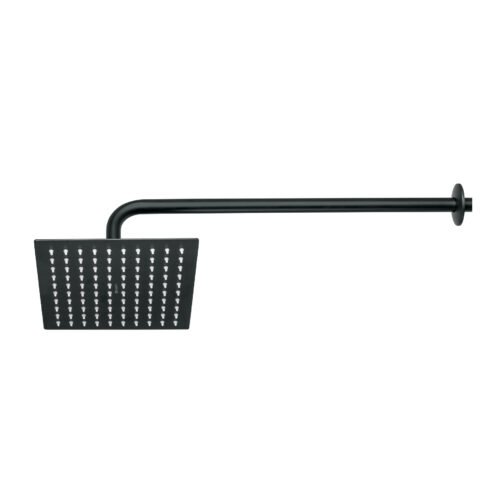 44826 - Regadera plato cuadrado 8" con brazo, negro, FOSET RIVIERA
