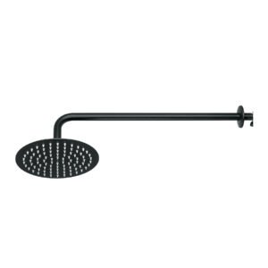 44827 - Regadera plato redondo 8" con brazo, negro, FOSET RIVIERA