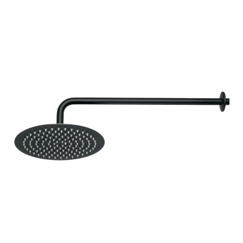 44825 - Regadera plato redondo 10" con brazo, negro, FOSET RIVIERA