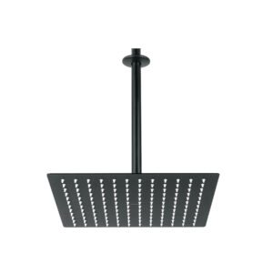 44821 - Regadera plato cuadrado 12" con brazo, negro, FOSET RIVIERA