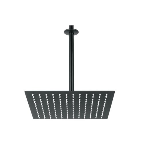 44821 - Regadera plato cuadrado 12" con brazo, negro, FOSET RIVIERA