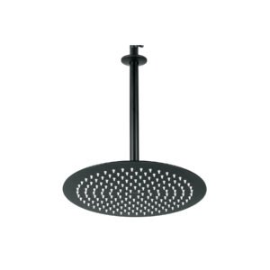 44822 - Regadera plato redondo 12" con brazo, negro, FOSET RIVIERA