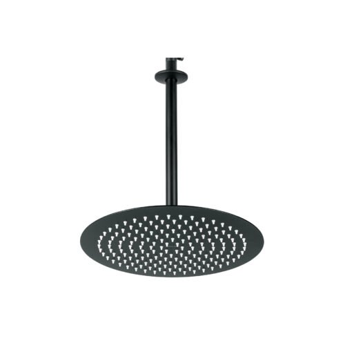 44822 - Regadera plato redondo 12" con brazo, negro, FOSET RIVIERA
