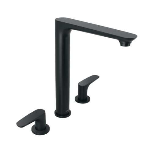 44096 - Mezcladora cuello alto para fregadero, negro, FOSET RIVIERA