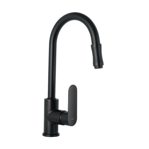 44104 - Monomando retráctil para fregadero, negro, FOSET RIVIERA