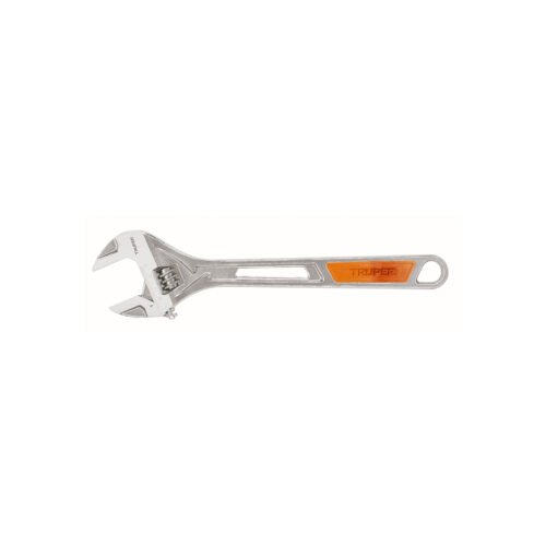 100048 - Llave ajustable (perico) 15" cromada mango de PVC, Truper