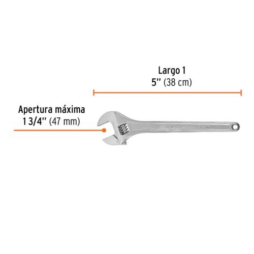 100049 - Llave ajustable (perico) 15" profesional cromada, Expert