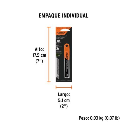 100098 - Estuche con 10 cuchillas SK2 de 9 mm para cutter, Expert