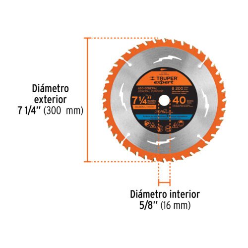 100103.2 100103 - Disco sierra 7-1/4" p/madera, 24 dientes centro 5/8", Expert