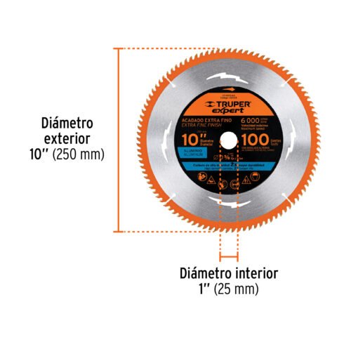 100109.1 100109 - Disco sierra 10" p/aluminio, 100 dientes centro 5/8", Expert