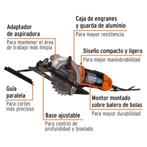 100123 - Sierra circular compacta 4-1/2", 750W, TRUPER PRO