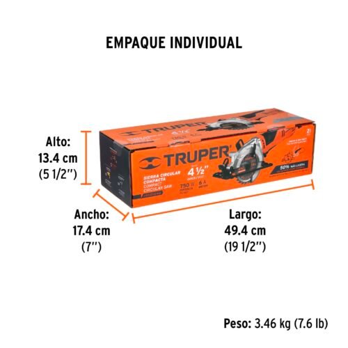 100123 - Sierra circular compacta 4-1/2", 750W, TRUPER PRO
