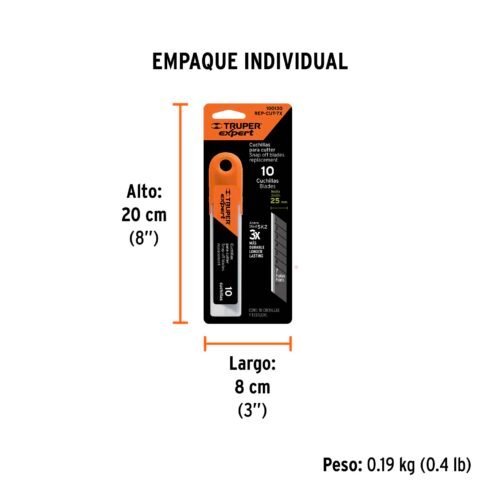 100130 - Estuche con 10 cuchillas SK2 de 25 mm para cutter, Expert