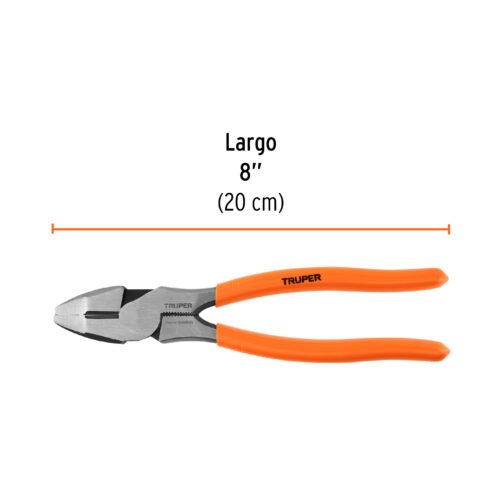 100138 - Pinza para electricista 8" alta palanca mango PVC, Truper