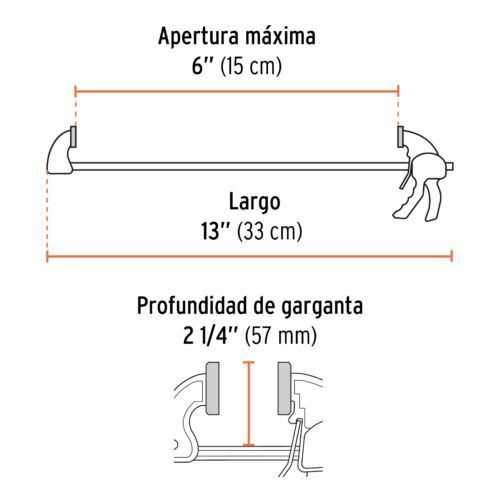 100140 - Prensa de ajuste rápido de 6"con cuerpo de nylon, Truper