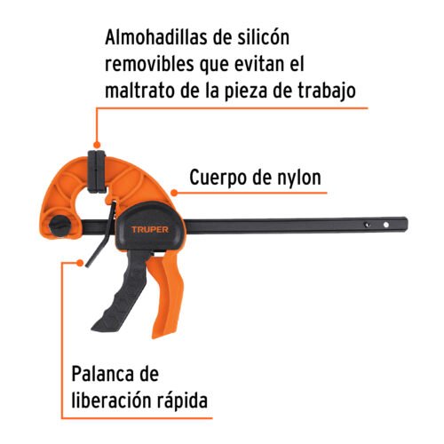 100141 - Prensa de ajuste rápido de 12"con cuerpo de nylon, Truper