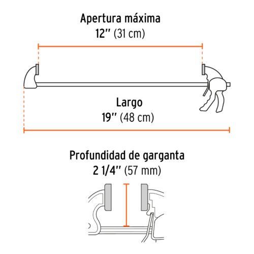 100141 - Prensa de ajuste rápido de 12"con cuerpo de nylon, Truper