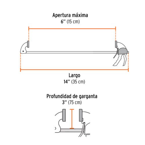 100142 - Prensa de ajuste rápido 6" uso rudo, cuerpo nylon, Expert