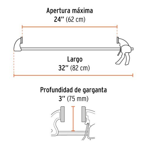 100144 - Prensa de ajuste rápido 24" uso rudo, cuerpo nylon, Expert