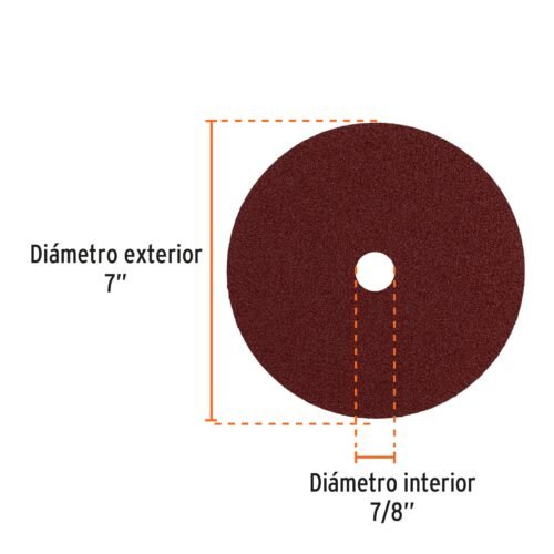 100160 - Disco de lija de 7" con respaldo de fibra, grano 36, TRUPER