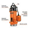 100169 - Bomba sumergible hierro fundido, agua limpia, 1/2 HP, TRUPER