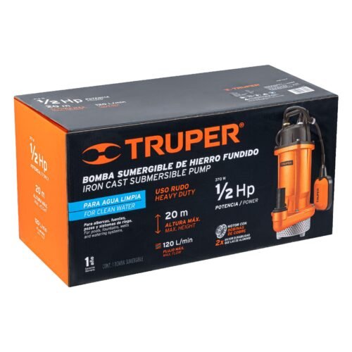 100169 - Bomba sumergible hierro fundido, agua limpia, 1/2 HP, TRUPER