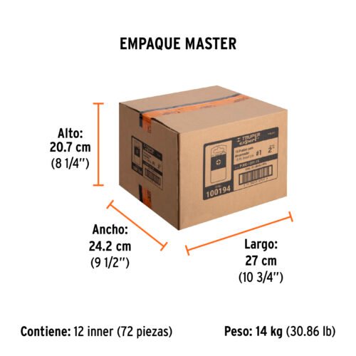 100194 - Estuche con 15 puntas de cruz PH1 largo 2", Truper Expert