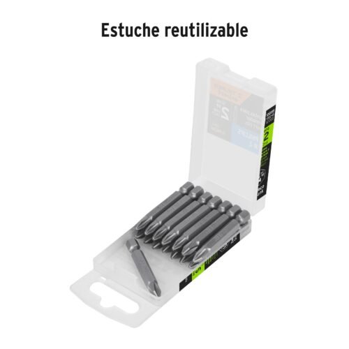 100195 - Estuche con 15 puntas de cruz PH2 largo 2", Truper Expert