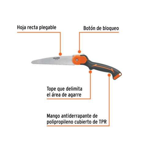 100197 - Serrucho plegable 7" hoja recta 11 DPP mango plástico,Truper