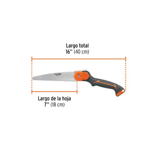 100197 - Serrucho plegable 7" hoja recta 11 DPP mango plástico,Truper