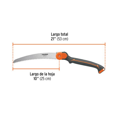 100198 - Serrucho plegable 10" hoja curva 5 DPP mango plástico,Truper