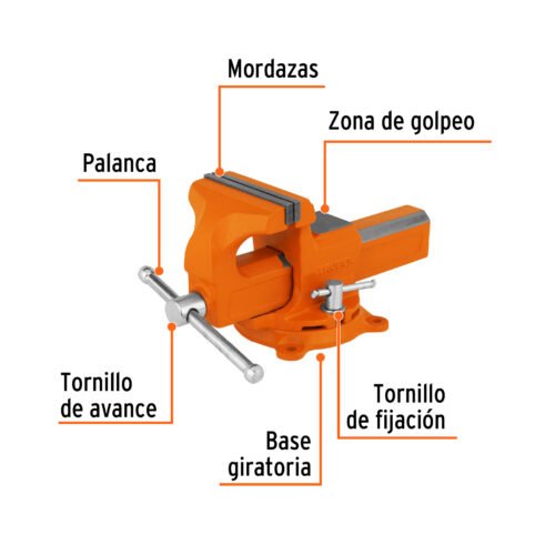 100199 - Tornillo de banco 4" tipo europeo de hierro nodular, Truper