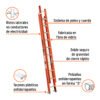 100228 - Escalera de extensión, tipo II, 20 peldaños, fibra de vidrio