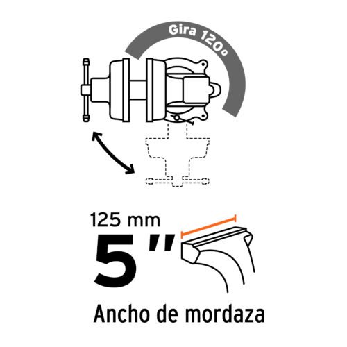 100240 - Tornillo de banco 5" tipo europeo de hierro nodular, Truper
