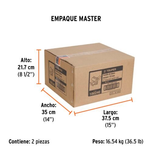 100240 - Tornillo de banco 5" tipo europeo de hierro nodular, Truper