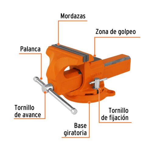 100241 - Tornillo de banco 6" tipo europeo de hierro nodular, Truper