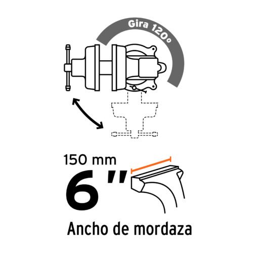 100241 - Tornillo de banco 6" tipo europeo de hierro nodular, Truper
