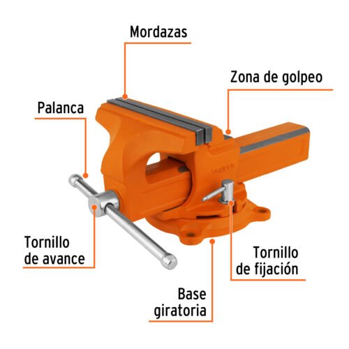100242 - Tornillo de banco 8" tipo europeo de hierro nodular, Truper