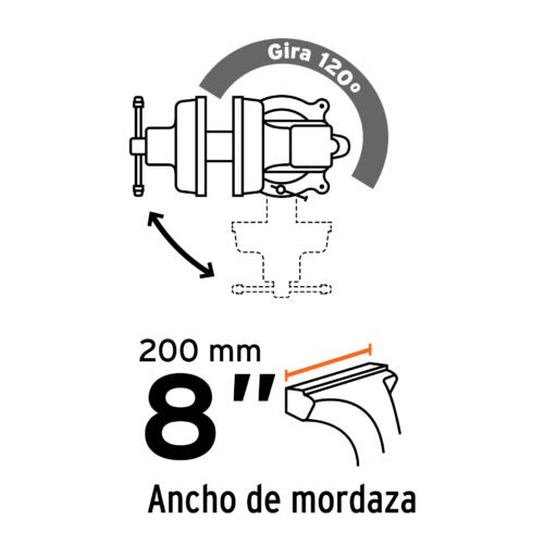 100242 - Tornillo de banco 8" tipo europeo de hierro nodular, Truper
