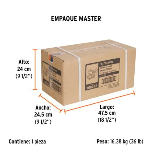 100242 - Tornillo de banco 8" tipo europeo de hierro nodular, Truper