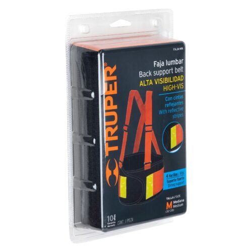 100356 - Faja lumbar naranja c/cintas de alta visibilidad, M, Truper