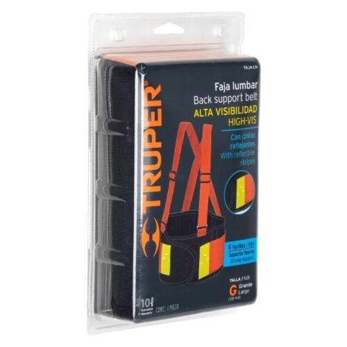 100357 - Faja lumbar naranja c/cintas de alta visibilidad, G, Truper