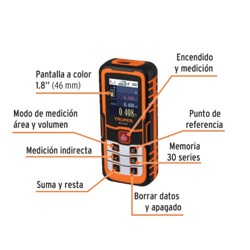 100374 - Medidor láser de distancia de 0.05 m a 100 m, Truper