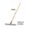 100493.1 100493 - Rastrillo recto de 14 dientes, mango de 54", Truper